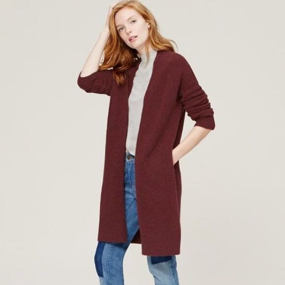 LOFT Bonfire Cardigan Sweater in Burgundy Red Size XS - Picture 1 of 10